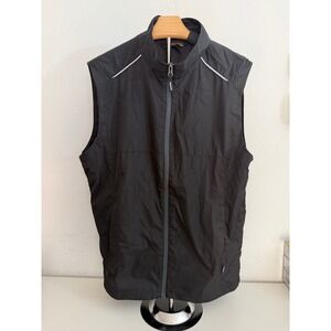 Core 365 Mens Black Lightweight Windbreaker Vest Reflective Full Zip Small